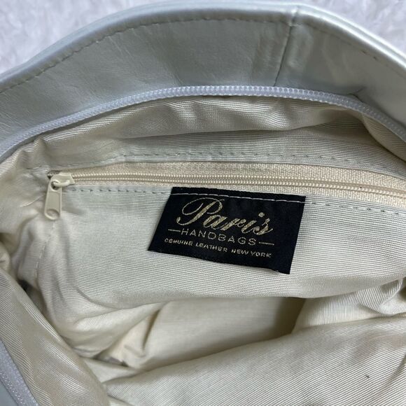 Paris Leather New York leather marble white bucket shoulder gold tone ac… - Picture 7 of 14